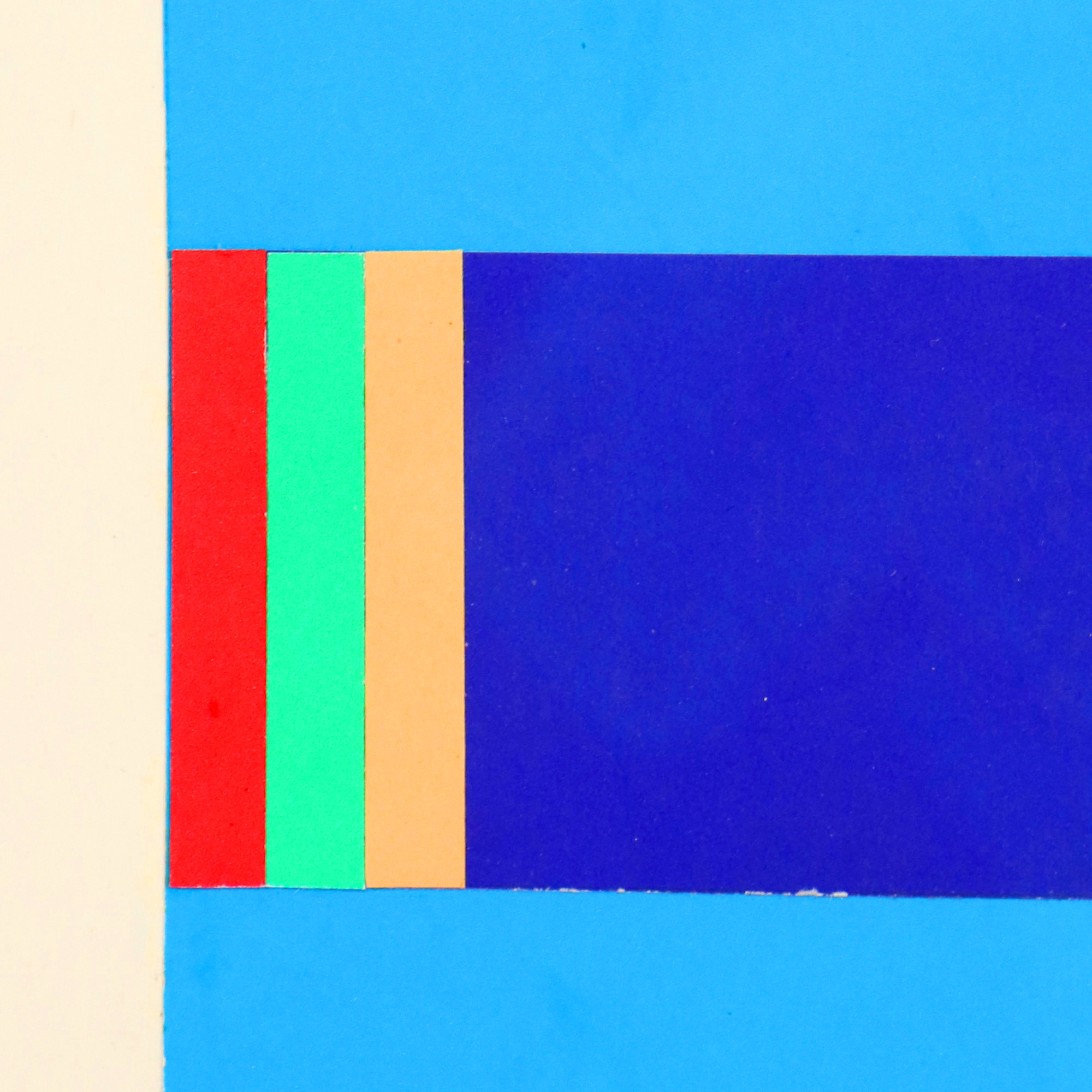 Three compositions on a blue square